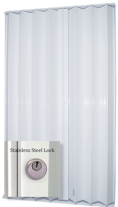 accordion shutters with stainless steel lock