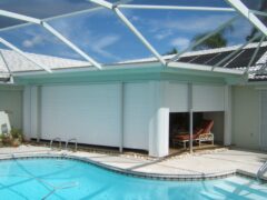 roll down shutters enclosing a lanai