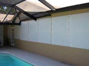 fabric shutters near pool