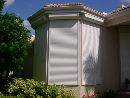 Image of roll down shutters on residential windows