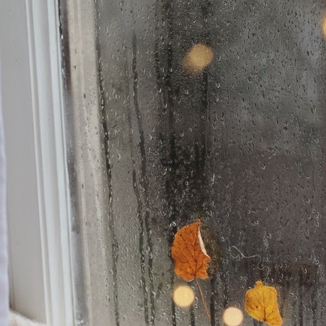 glass window with condensation