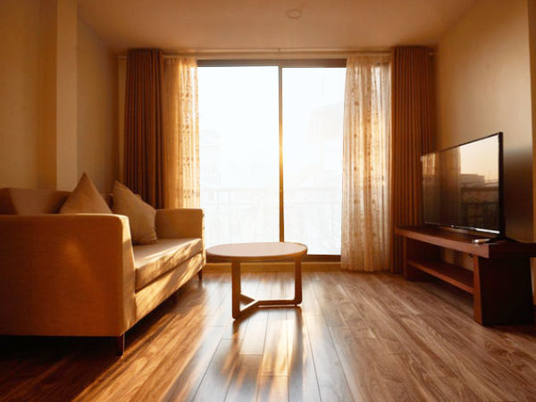 sliding glass doors with sun shining