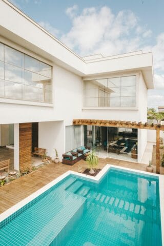 contemporary home with pool