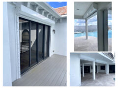 White automatic rolling shutters shown installed on a home in Cape Coral FL