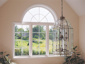 impact picture window with a white vinyl window frame