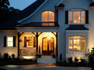 Double-Hung-Impact-Windows White vinyl, double hung impact windows on a home.