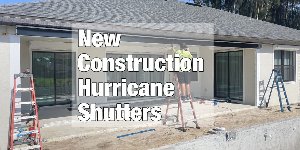 Eurex Shutters employee installing hurricane shutters on a new construction home in Lehigh Acres FL
