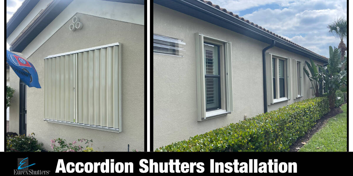 Image of post-installation of Accordion shutters on a home in Fort Myers FL