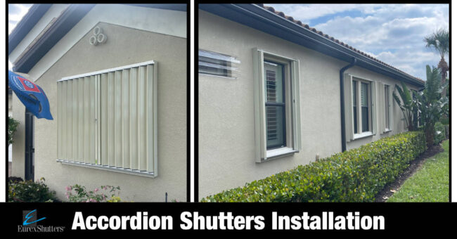 Image of post-installation of Accordion shutters on a home in Fort Myers FL