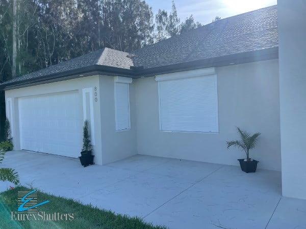 White roll down shutters
