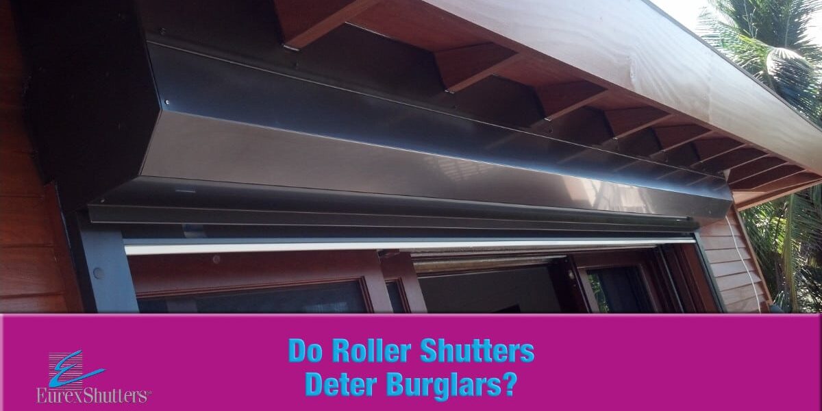 Do roller shutters deter burglars? With image of a roll down shutter housing box on top of a patio door.