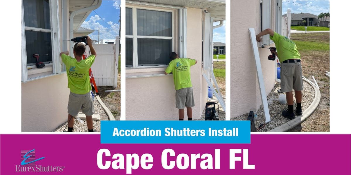 Accordion Hurricane Shutters installation in Cape Coral 04-10-2023