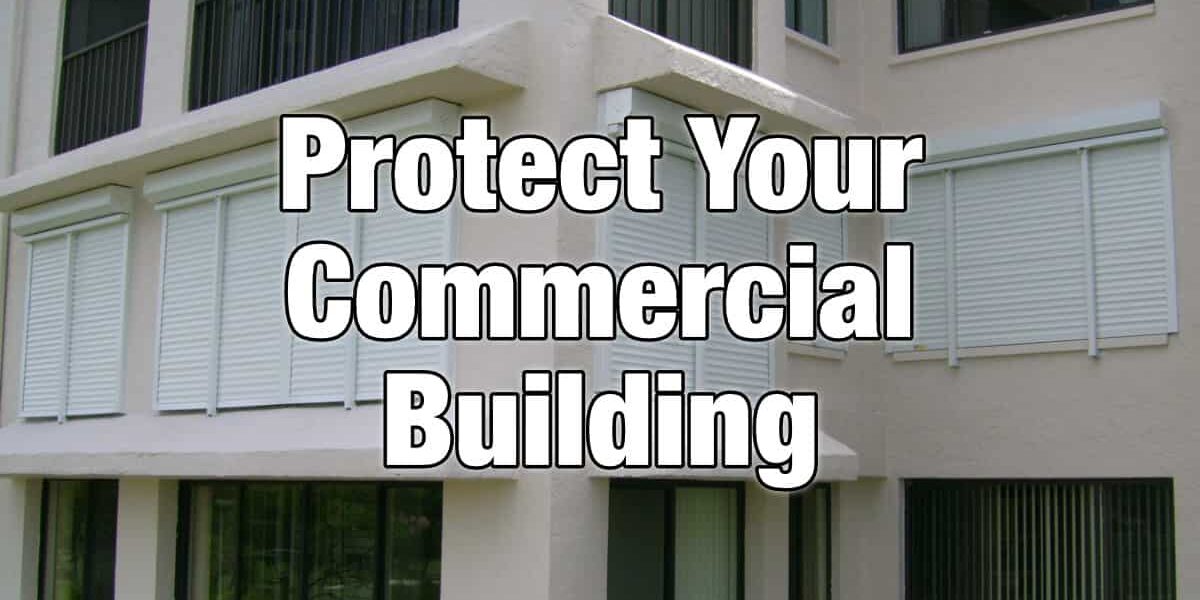 Commercial rolling shutters on a commercial building
