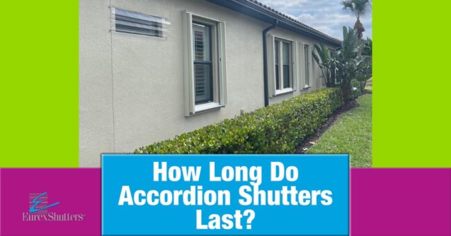 image of accordion shutters with text how long do accordion shutters last?