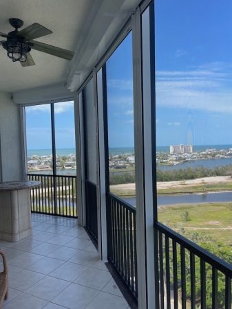 Eurex Shutters Roll Down Hurricane Shutters on a condo overlooking Fort Myers Beach FL