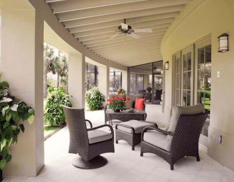 aluminum frame windows on the patio of a home in Florida.