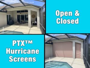 Lanai hurricane screens open and closed