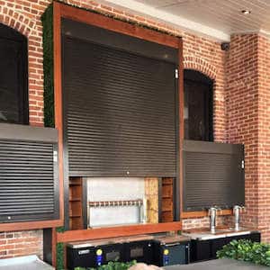 Shutters installed in a bar of a restaurant.