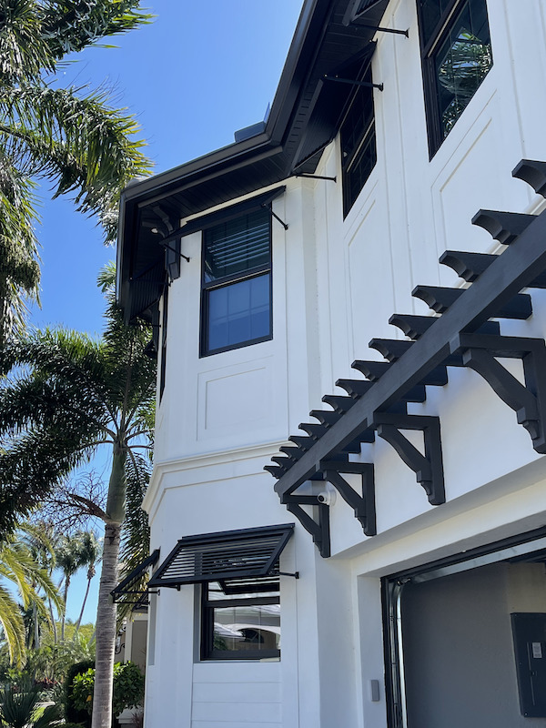 Custom designed black shutters