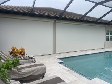 White hurricane screens