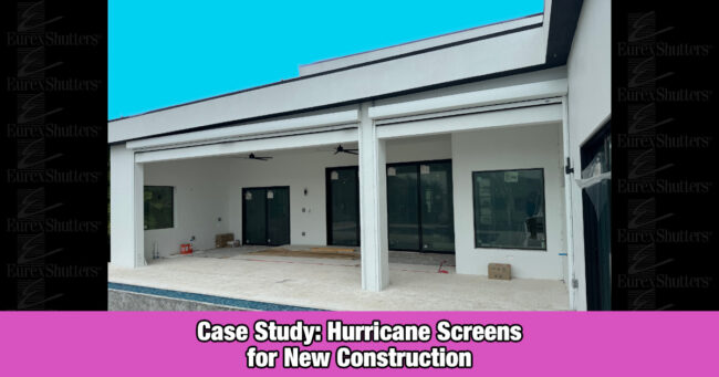 Hurricane-Screens-Installation-Fort-Myers-FL hurricane screens on a new construction home's pool area in Fort Myers FL