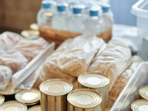 Hurricane emergency supplies include non-perishable food and water