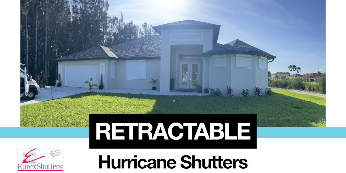 white retractable hurricane shutters