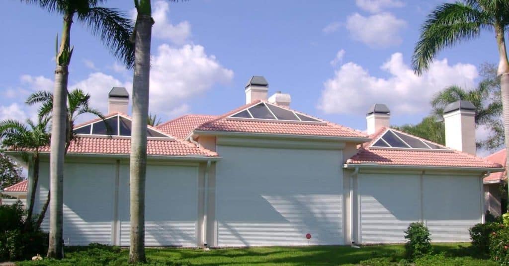 White roll-downs on a home.