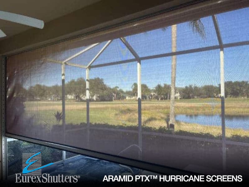 Eurex Shutters PTX™ Aramid hurricane screens have high visibility, allowing you to see out clearly.