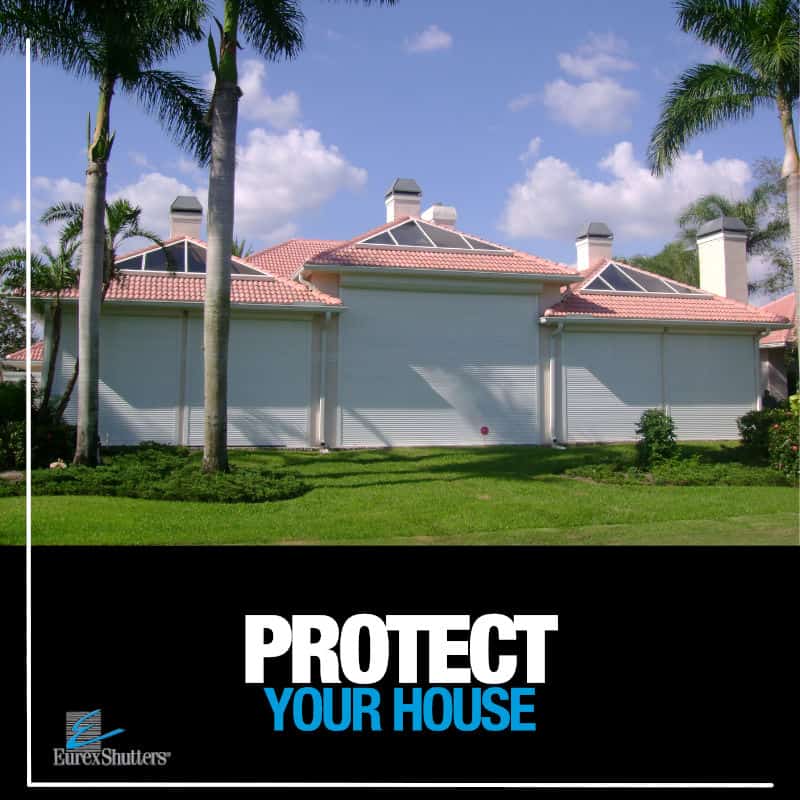 Hurricane protection hurricane shutters installed over windows and doors